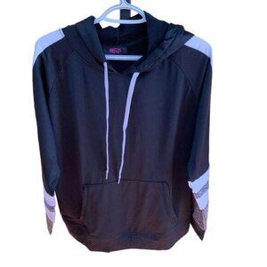 AC Womens Black White Stripe Hoodie Kangaroo Pocket Size Large​​​​​